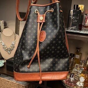 Polini Black and Brown Leather Bucket Bag